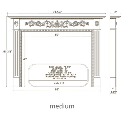 Wood fireplace mantel hand-carved from premium selected hard maple. Our Fireplace mantels come unfinished, finely sanded, and ready to accept any stain to match your surrounding woodwork.