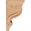 Arizona hardwood corbels feature a classic acanthus leaf design on the front with rising leaf scroll on the lower part