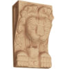 Wood plaques are carved in a deep relief with lion design