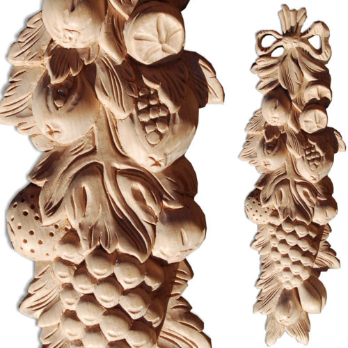 Monterey onlays are masterfully hand-carved in deep relief with harvest motif