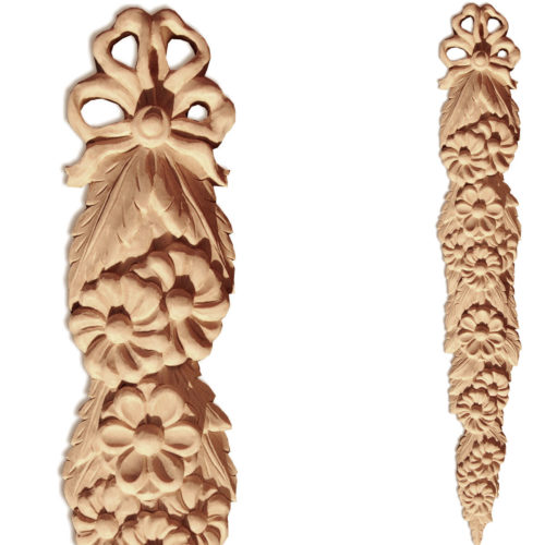 Hand-carved wood floral drop onlays
