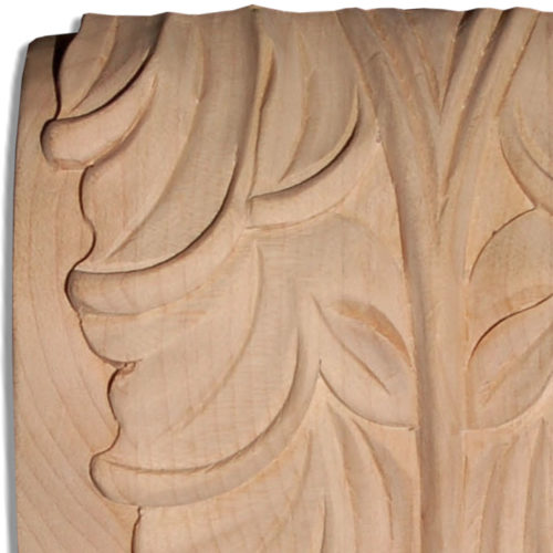 Memphis wood corbels are carved in a deep relief with acanthus leaf motif. On the sides corbels have a graceful curves and classic leaf scrolls design