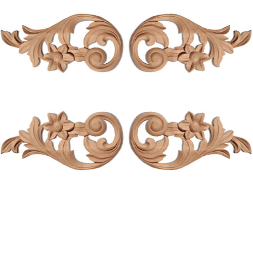 Bakersfield scroll wood carving is hand crafted from premium selected North American hard maple. Wood carving features carved in deep relief elegant flowers and leaf scrolls motif