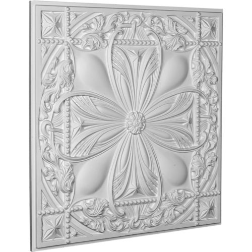 The sunflower and scroll ceiling tile is modeled after an original historical pattern and design.