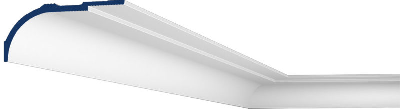 Art Deco style Miami crown molding. This unique Art Deco molding combines a broader step design with a sloping. Miami crown molding's design allows for two installation options